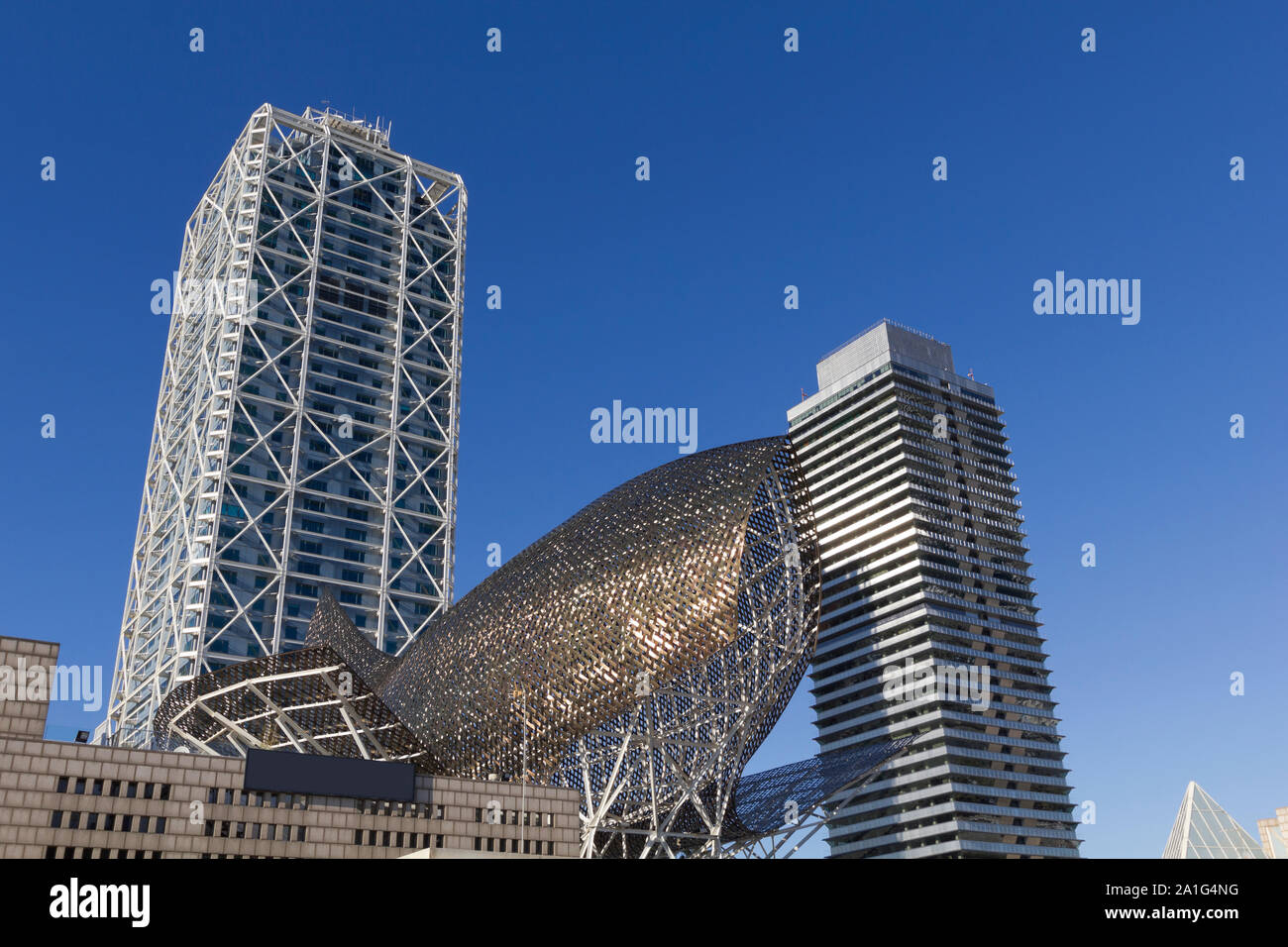 The two twin towers in theolympic area of barcelona spain housing