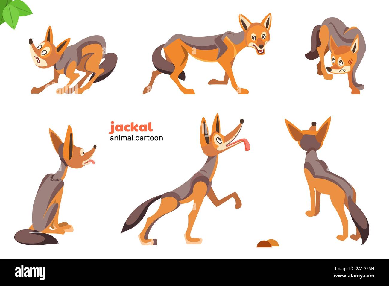 Jackal Cartoon Character Vector illustration. Set of cute cartoon characters. Stock Vector