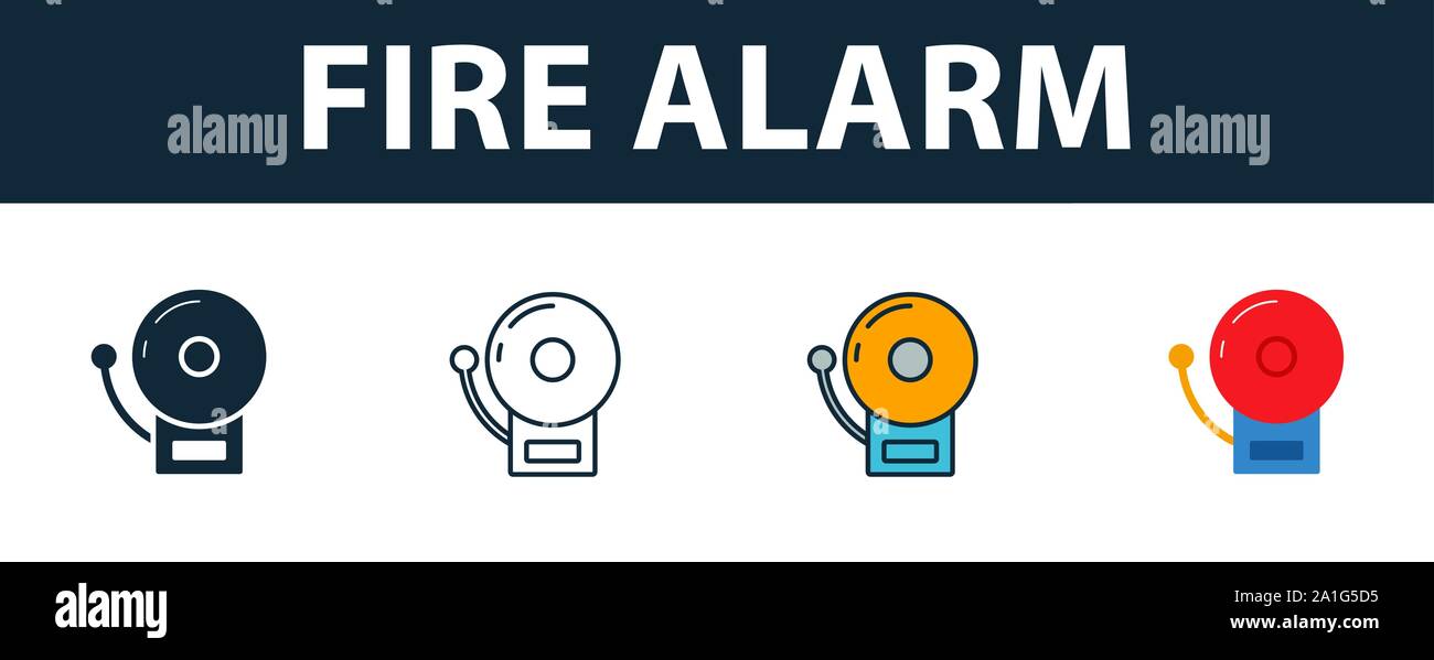 Fire Alarm icon set. Premium symbol in different styles from fire
