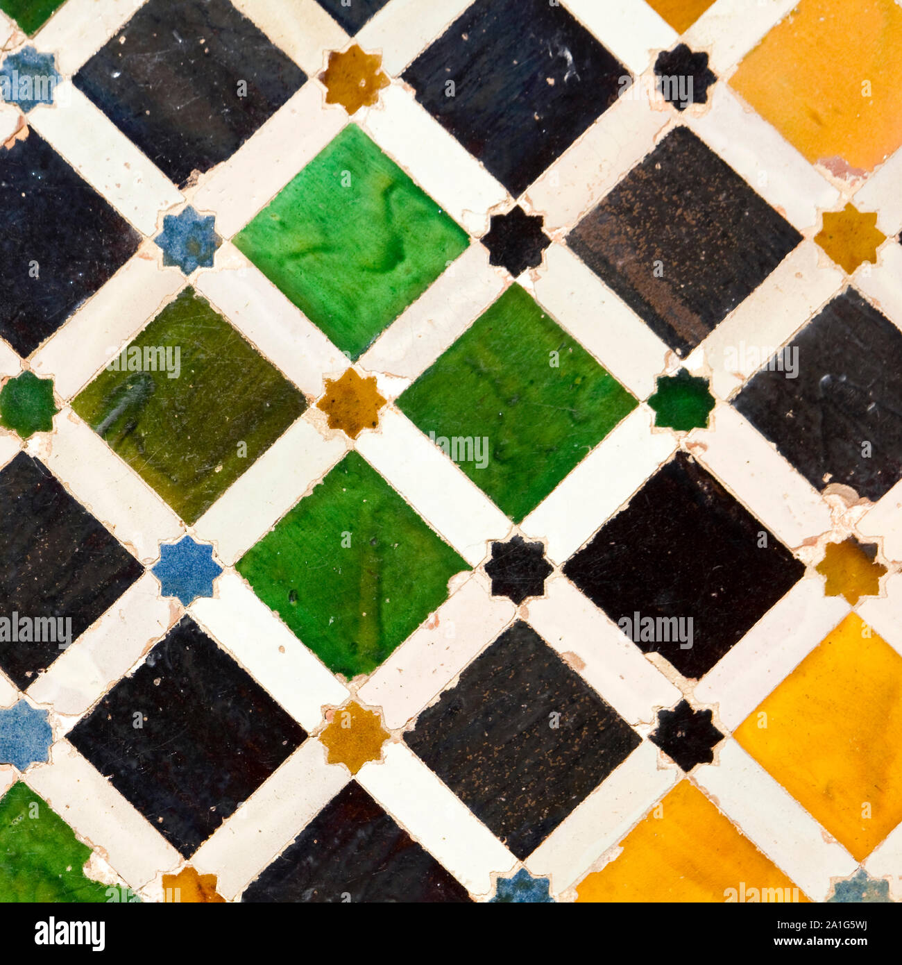 Typical Andalusian mosaic, very colorful, geometric motifs Arab ...