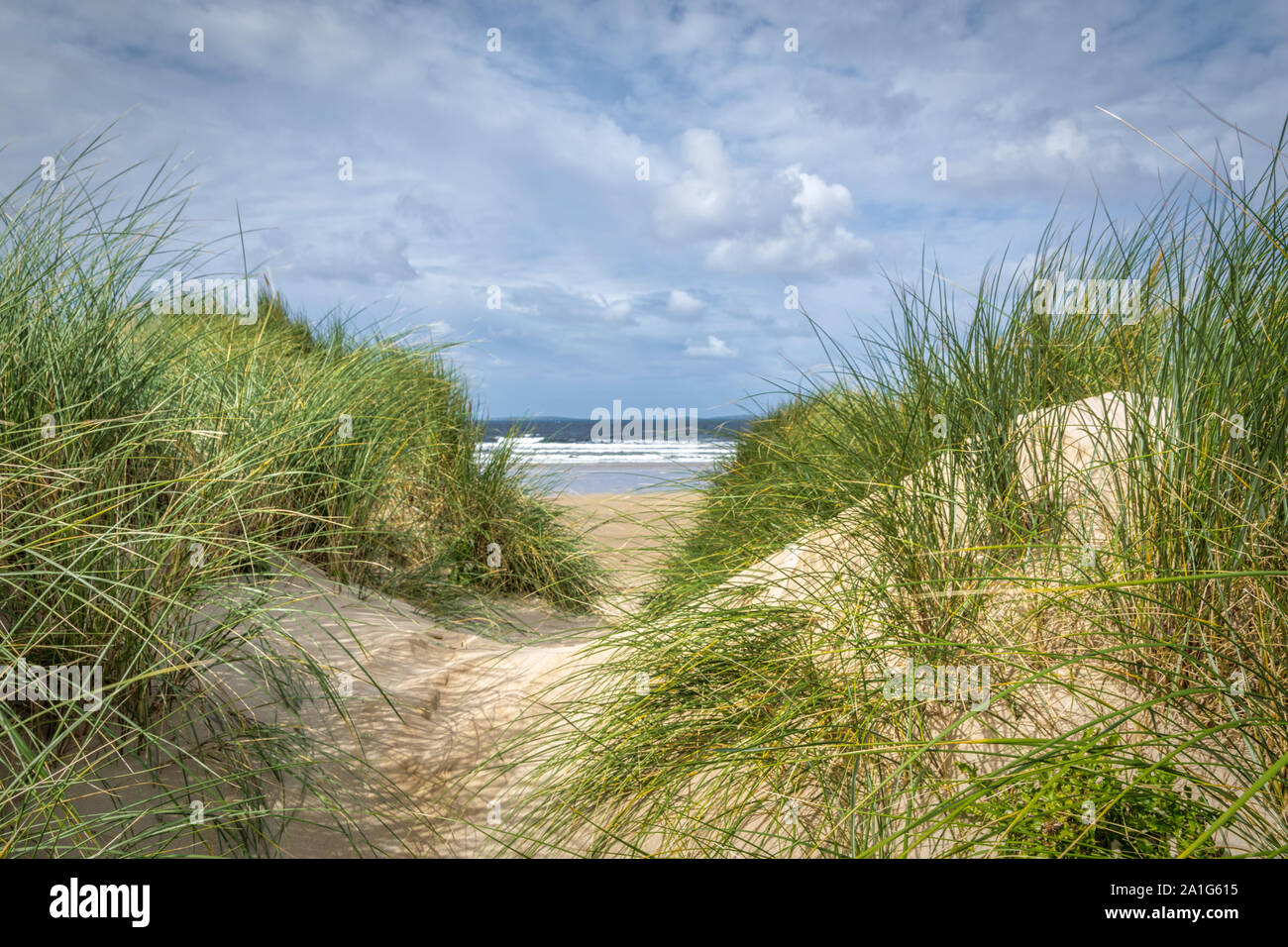 This is sand dunes on a beach in Donegal Ireland Stock Photo Alamy