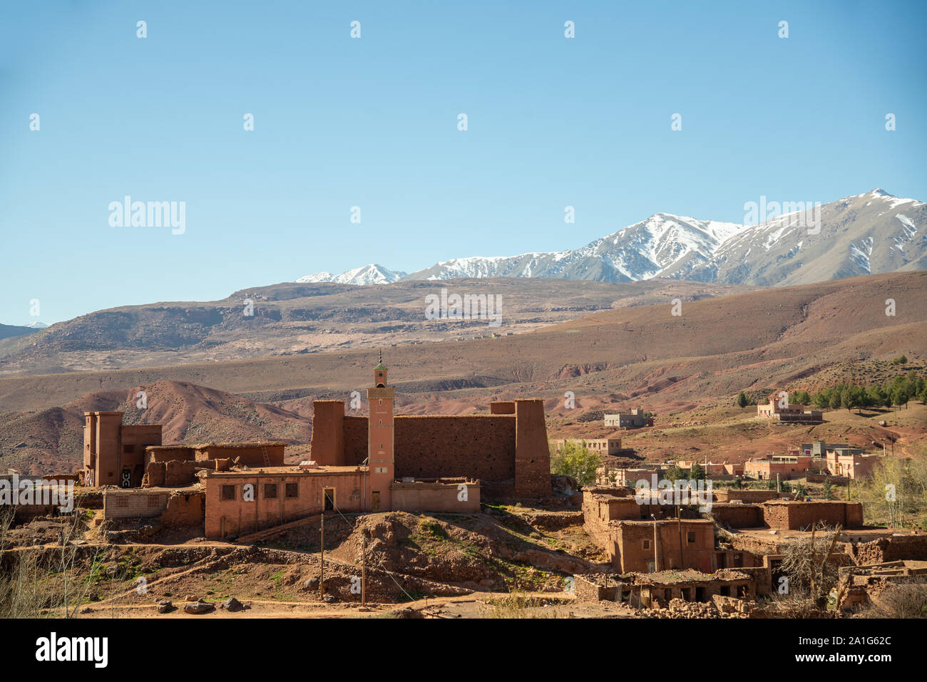 view at village in High Atlas mountain area of southern Morocco Stock Photo