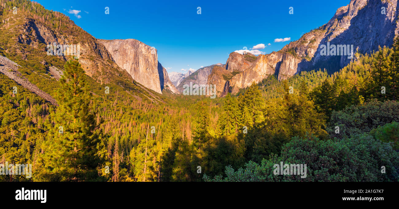 Tunnel view in Yosemite National Park, California, USA around sunset Stock Photo