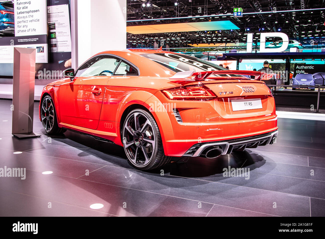 Frankfurt, Germany, Sep 2019: Audi TT RS Coupe at IAA, Mk3, Type FV/8S, third generation, 2-door sports car produced by Audi Stock Photo