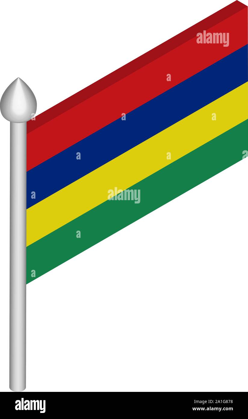 Isometric Illustration of Flagpole with Mauritius Flag Stock Vector ...