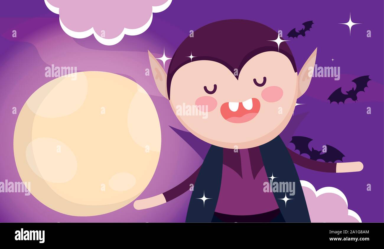 dracula costume moon night halloween image vector illustration Stock ...