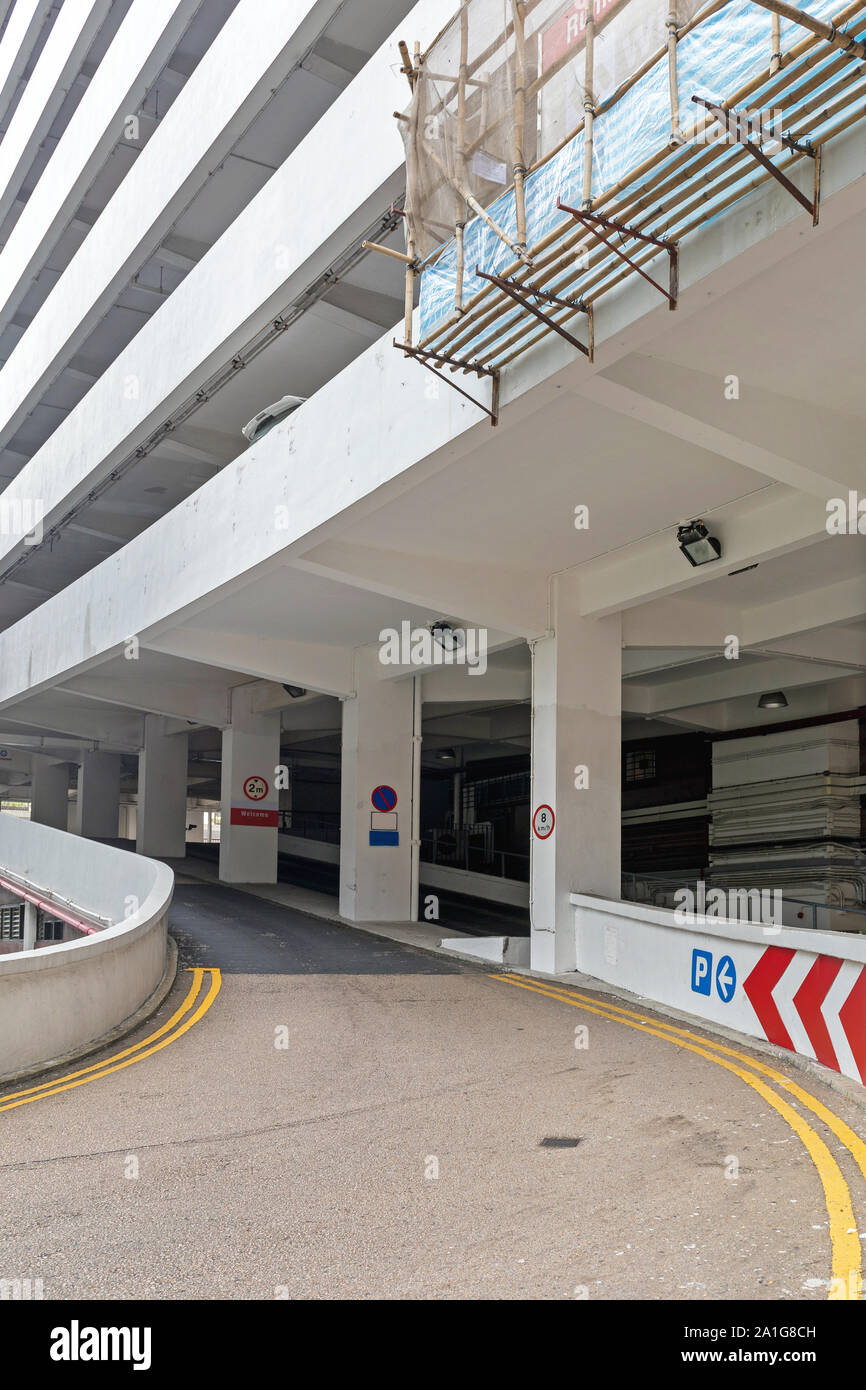 Multi Storey Parking Garage Ramp in Hong Kong Stock Photo