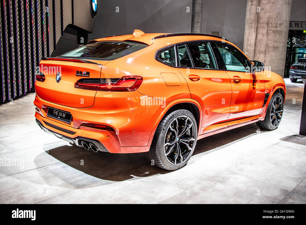 Frankfurt, Germany, Sep 2019 BMW X4 M Competition, IAA, 2nd gen G02, 2020 model year, luxury crossover SUV manufactured by BMW Stock Photo