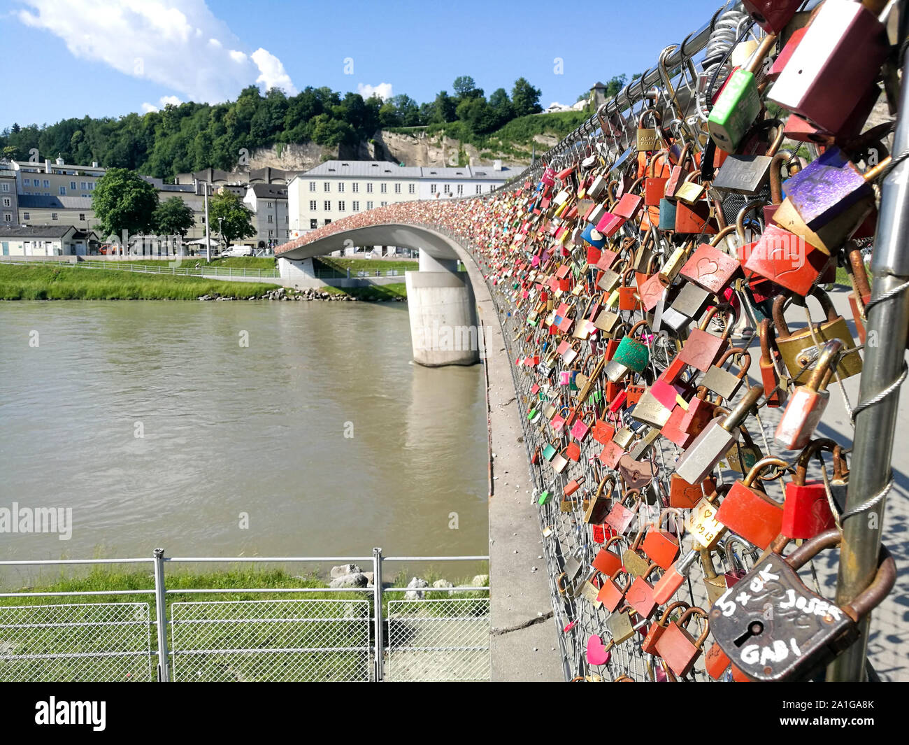 the padlocks bridge in salzburg, austria Stock Photo Alamy