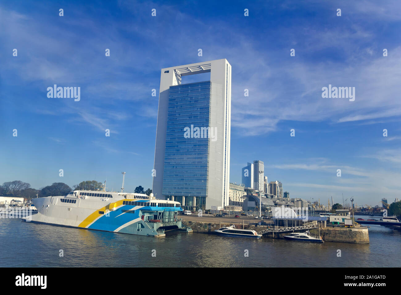 Speed boat or ferry ride from Buenos Aires to Uruguay, in port Buenos Aires. Argentina Stock Photo