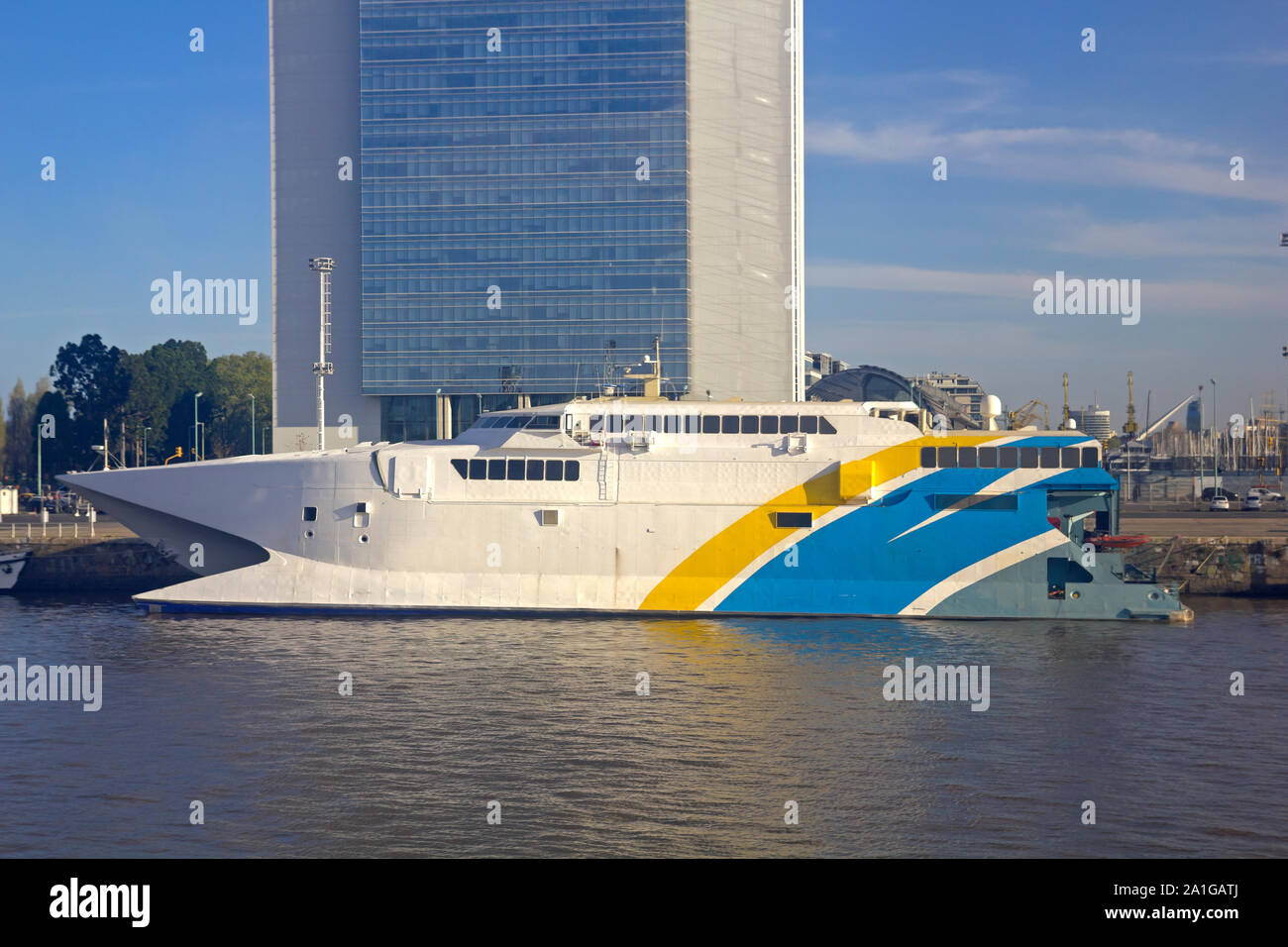 Speed boat or ferry ride from Buenos Aires to Uruguay, in port Buenos Aires. Argentina Stock Photo