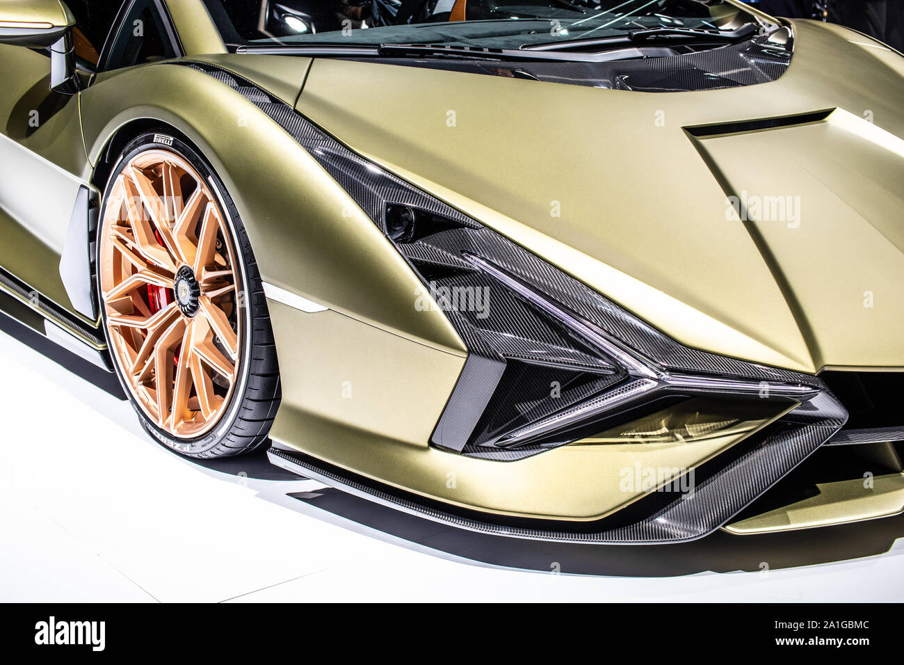 Frankfurt Germany Sep 10 2019 Lamborghini Sian FKP 37 at IAA 2020 model year first supercapacitor based hybrid V12 by Automobili Lamborghini Stock Photo Alamy