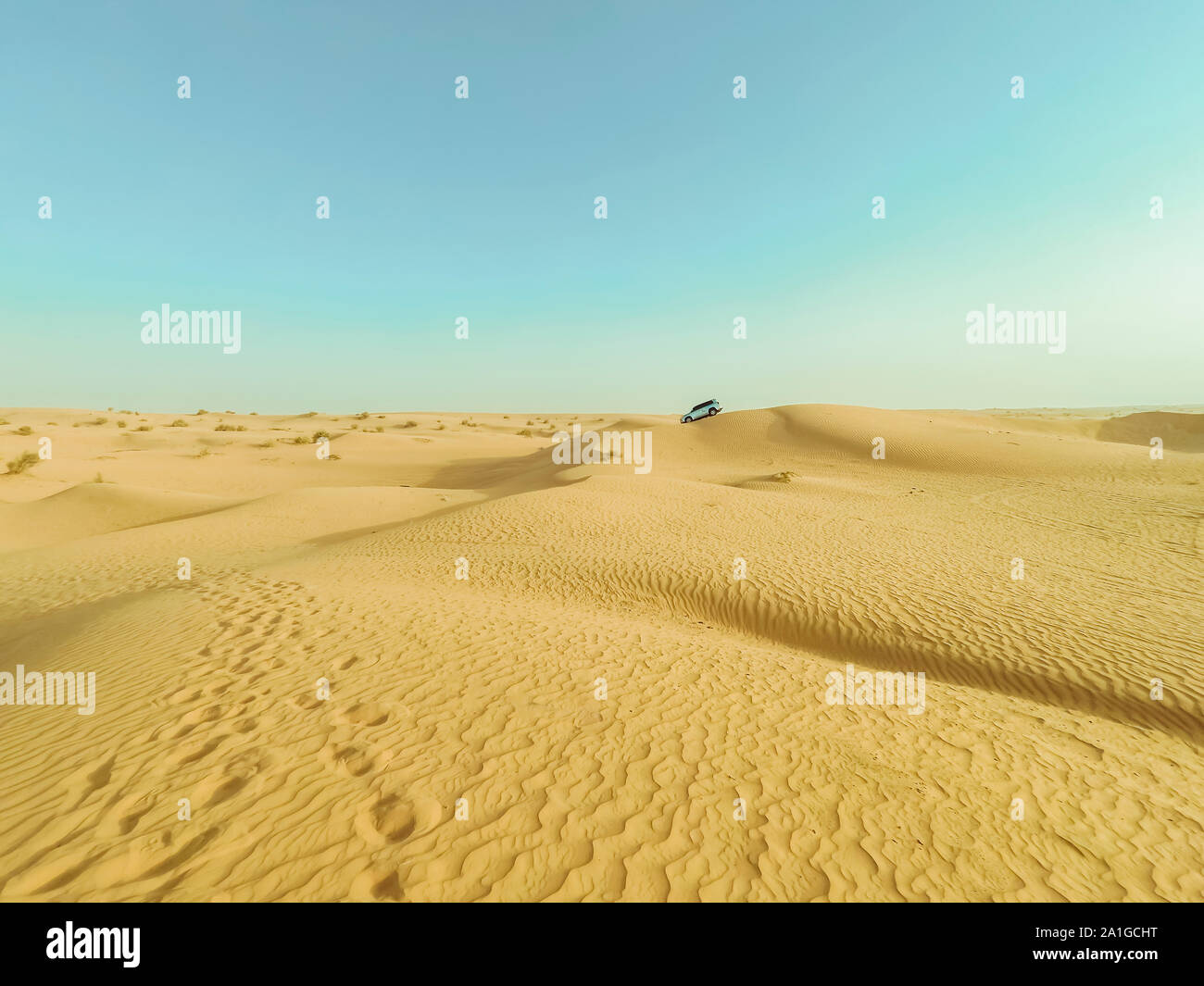 Sand dunes of the desert close up in Dubai with sunlight Stock Photo ...