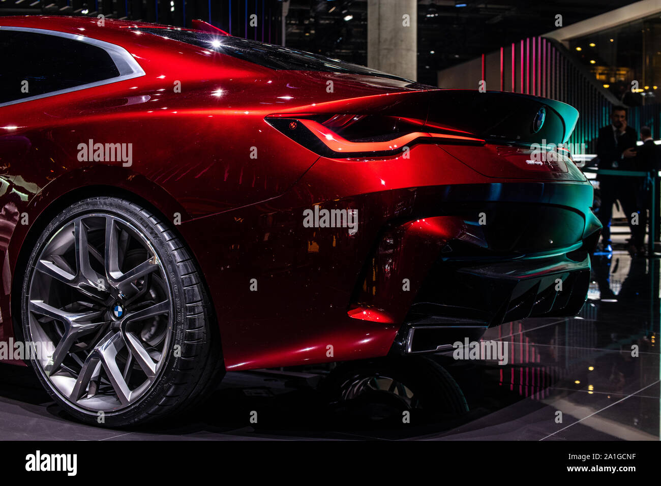 Frankfurt, Germany, Sep 2019: metallic red BMW Concept 4 Prototype Car, IAA, next series 4er future car by BMW Stock Photo