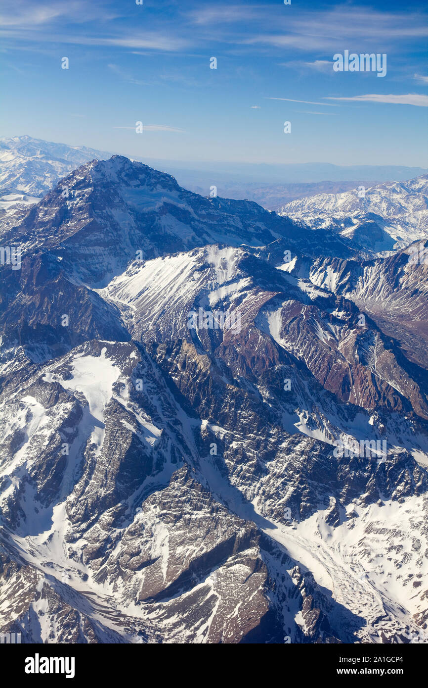 Mount Aconcagua in Mendoza, Andes Mountain Range, border between ...