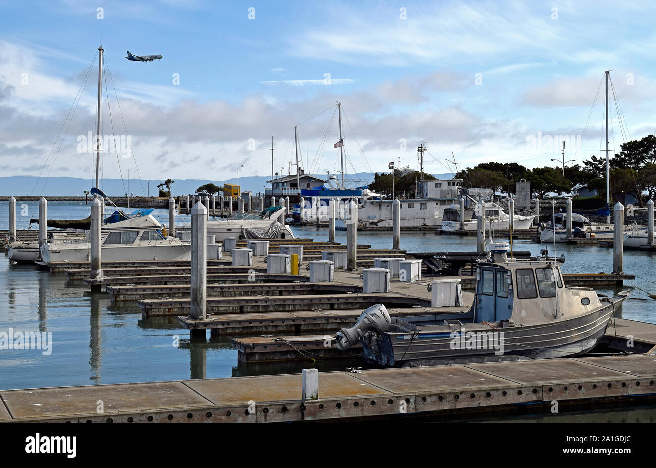San Leandro Marina on San Francisco Bay, California Stock Photo