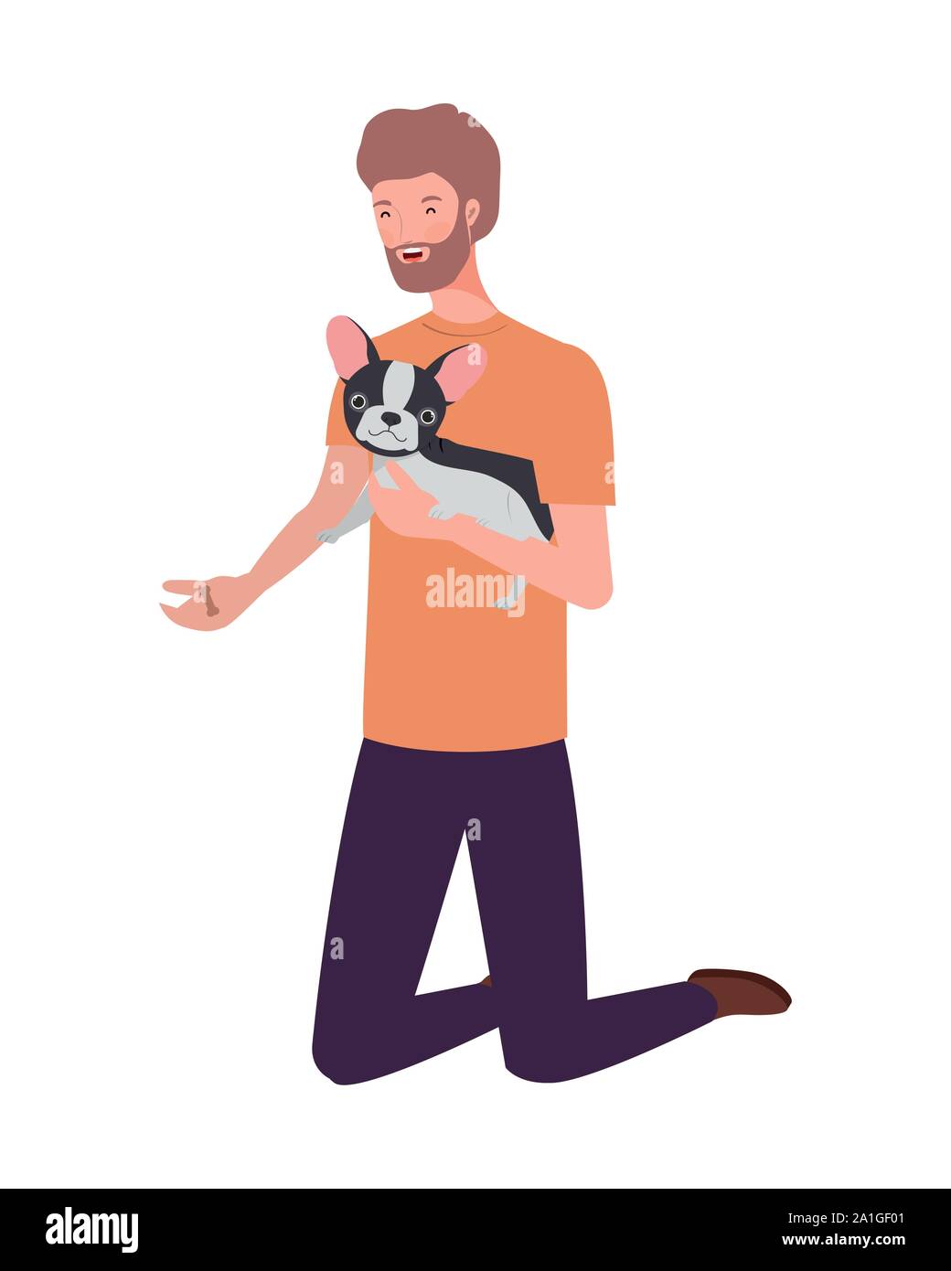 young man lifting cute dog mascot characters Stock Vector Image & Art ...