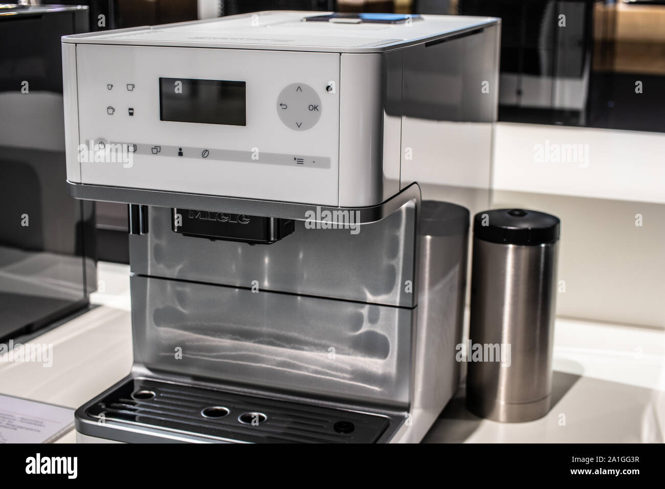 Berlin, Germany, Sep 2019, Miele Coffee Maker Machine Bean to Cup at Miele  exhibition pavilion showroom, stand at Global Innovations Show IFA 2019  Stock Photo - Alamy