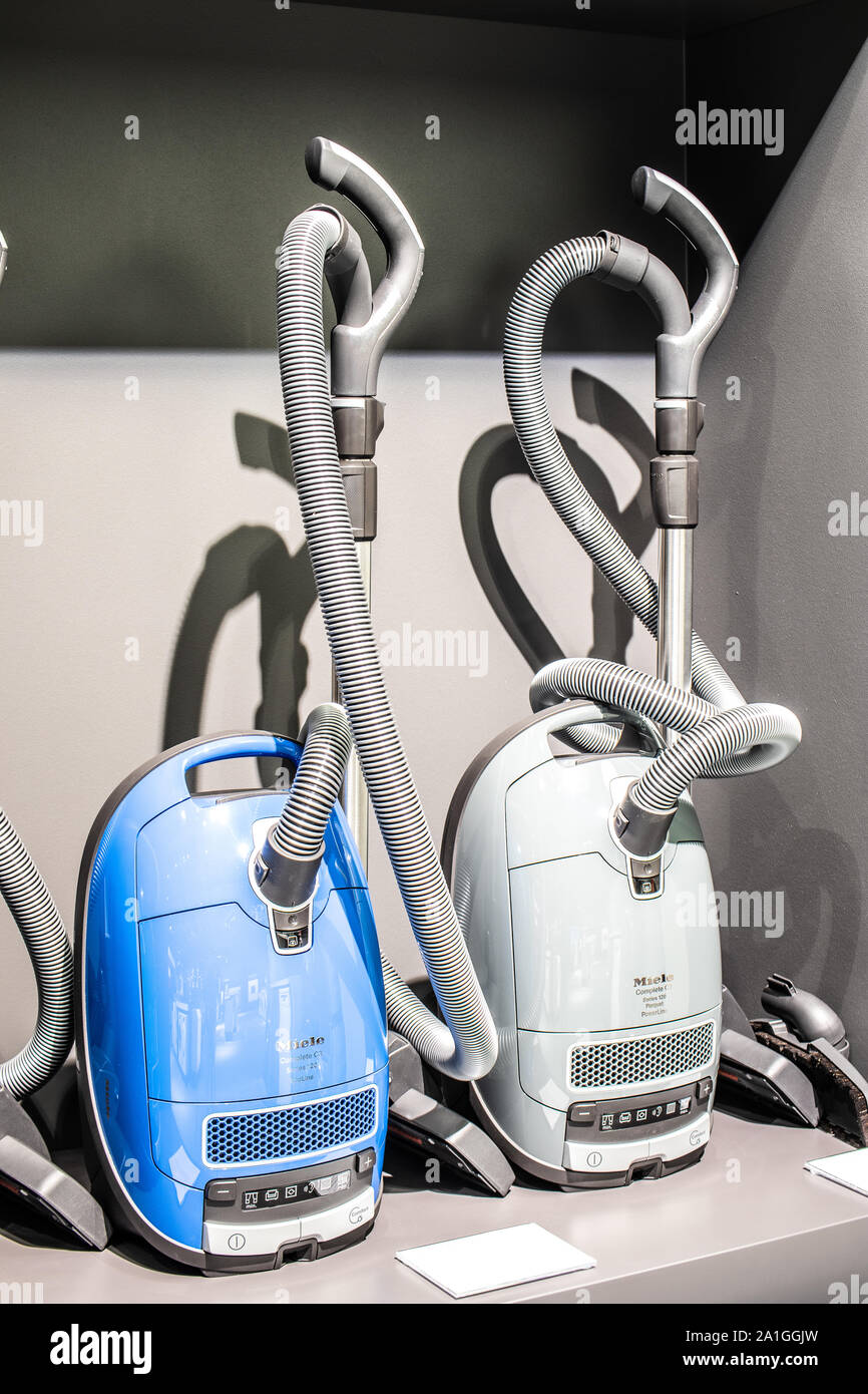 Berlin, Germany, Sep 2019 Miele PowerLine EcoLine vacuum cleaners on