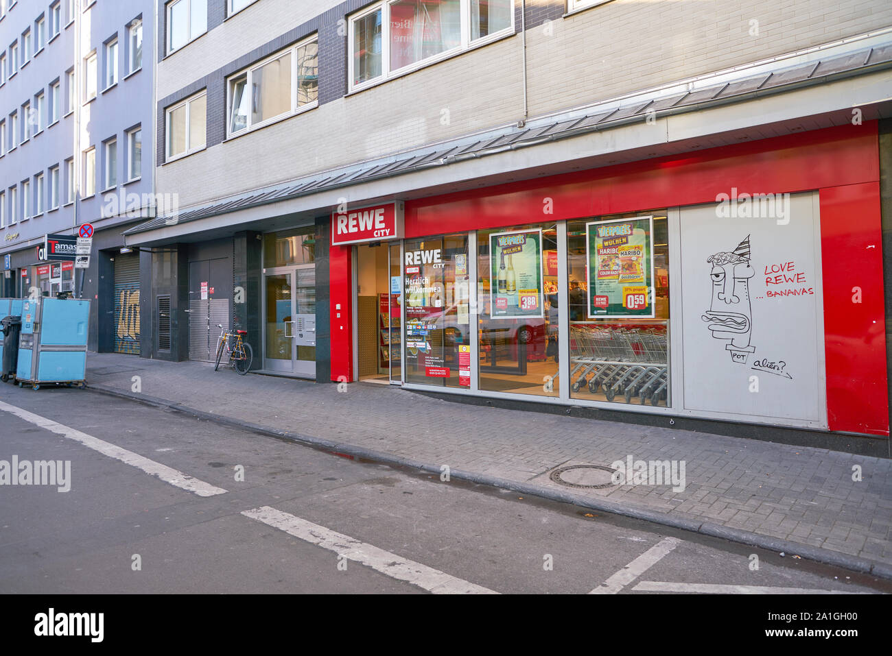 Cologne Germany Circa October 18 Entrance To A Rewe City Supermarket In Cologne Stock Photo Alamy