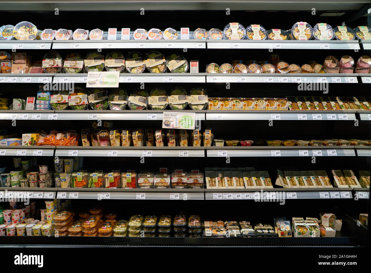 COLOGNE, GERMANY - CIRCA OCTOBER 2018: interior shot of REWE To Go. The