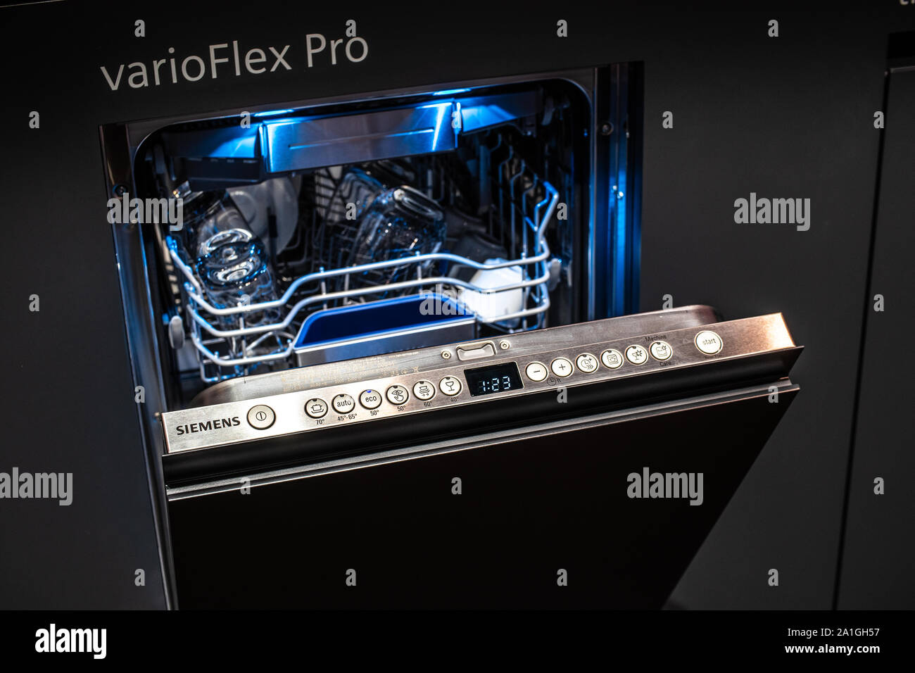 Berlin, Germany, Sep 2019, new Siemens dishwasher on display, Siemens
