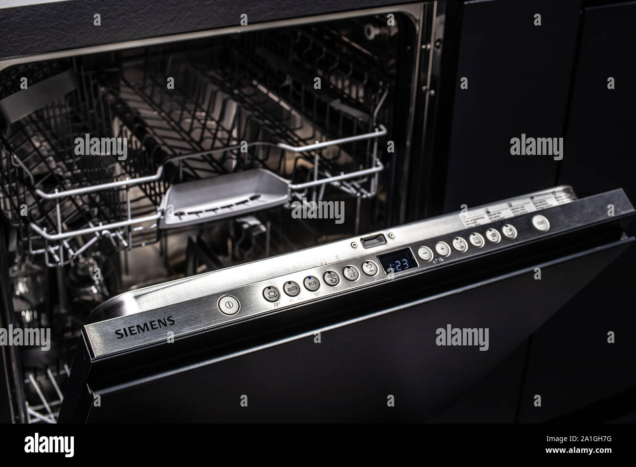 Berlin Germany Sep 2019 new Siemens dishwasher on display