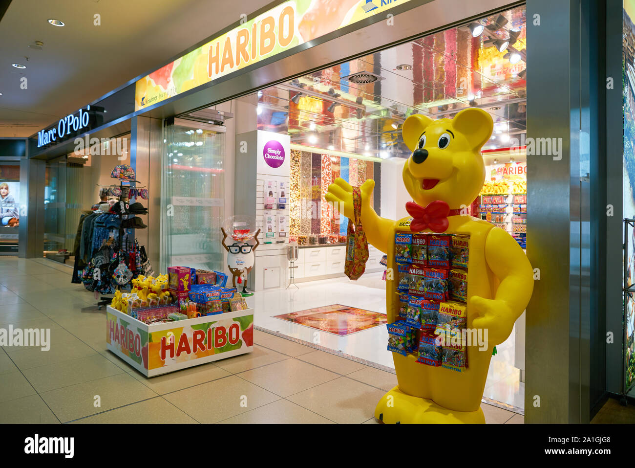 COLOGNE, GERMANY CIRCA OCTOBER, 2018 Haribo shop in Cologne Bonn Airport. Haribo is a German