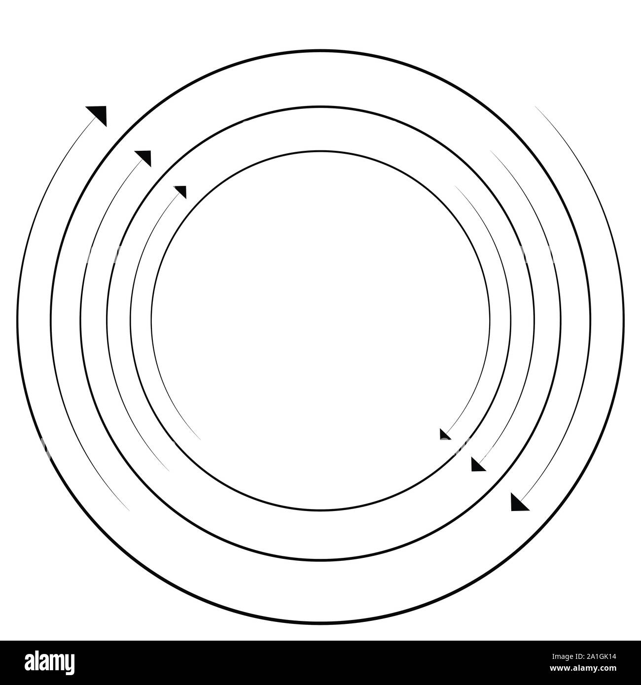 Rotation, revolve, torsion concept circular arrow illustration. radial ...