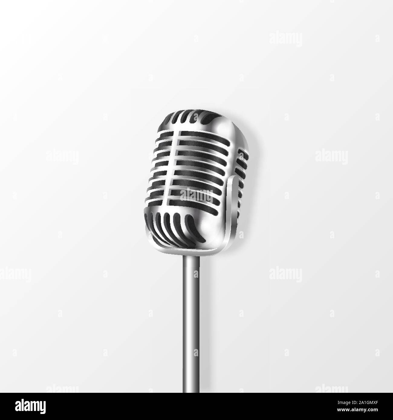 Vector 3d Realistic Steel Retro Concert Vocal Microphone with Shadow  Closeup on White Background. Design Template of Vintage Karaoke Metal Mic.  Front Stock Vector Image & Art - Alamy