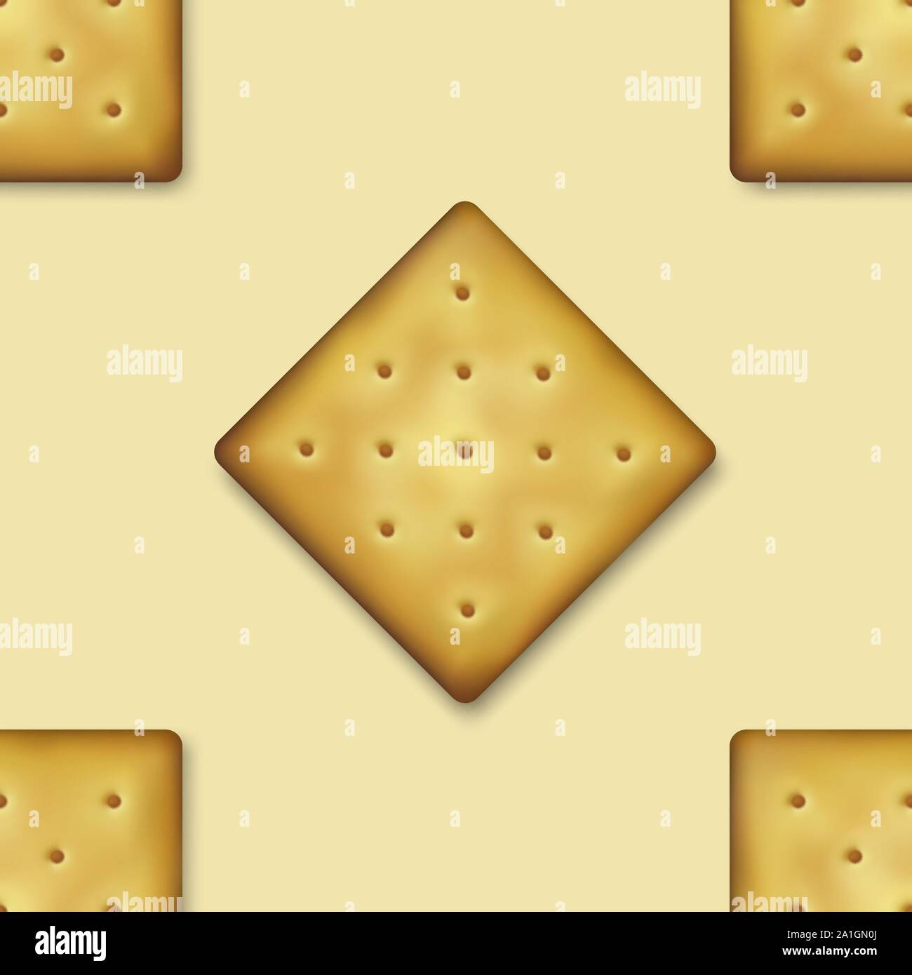Seamless Pattern with Realistic Vector 3d Square Delicious Cookies