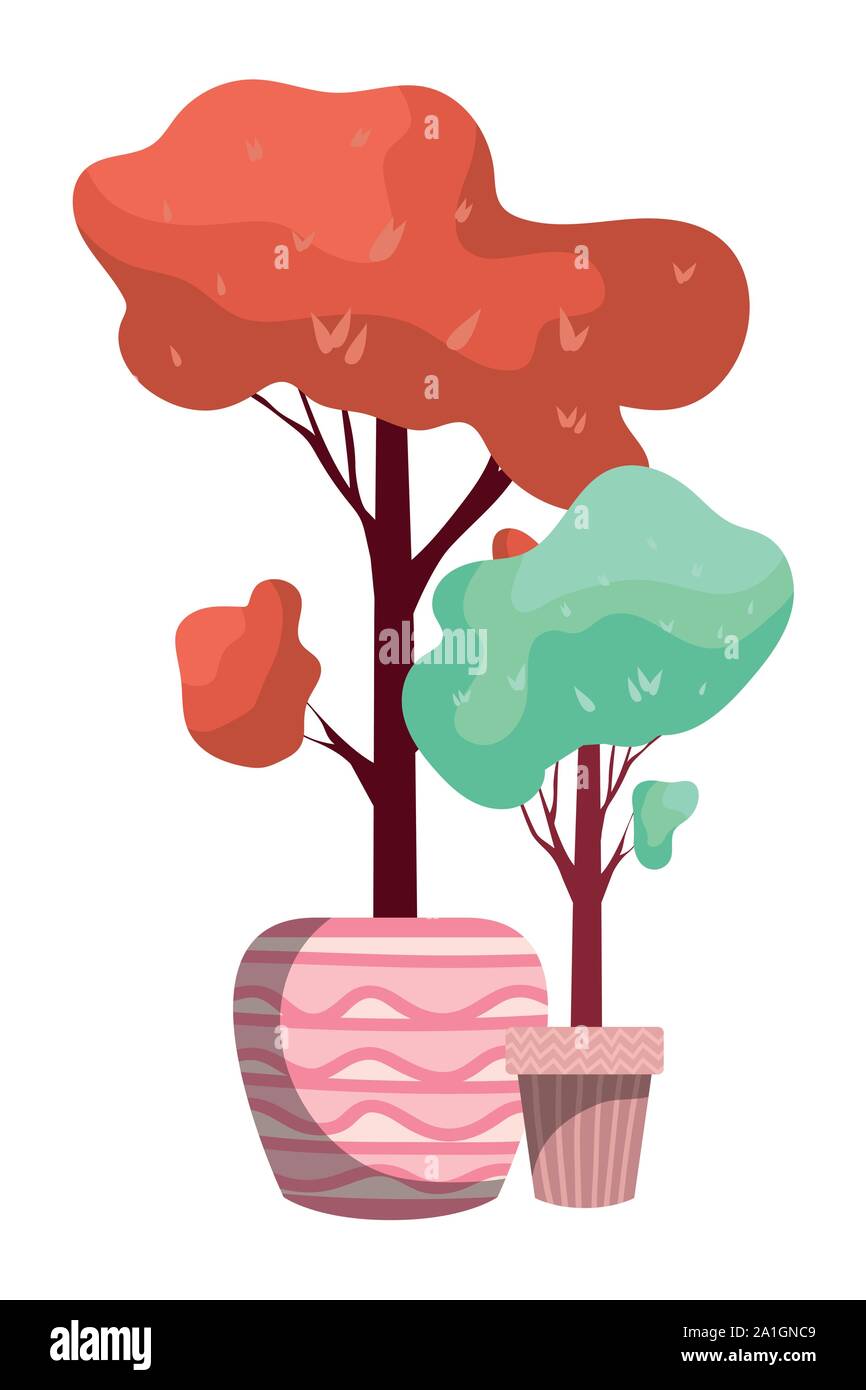 autumn plants in ceramic pots seasonal icon Stock Vector Image & Art ...