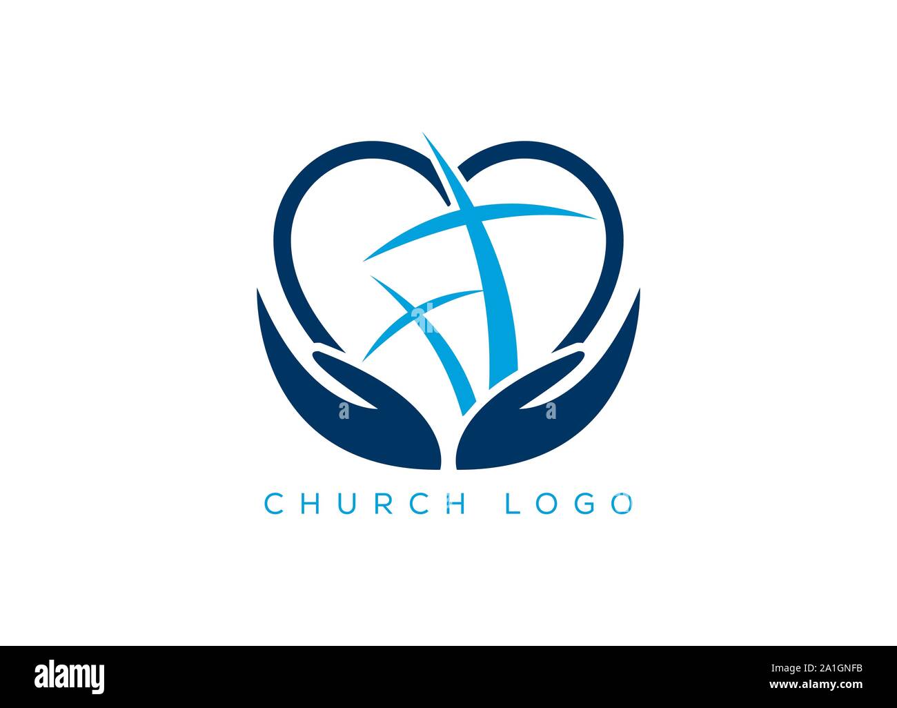 Church logo. Christian symbols. The Cross of Jesus, Template logo for churches and Christian organizations cross of Calvary in the sun. Stock Vector