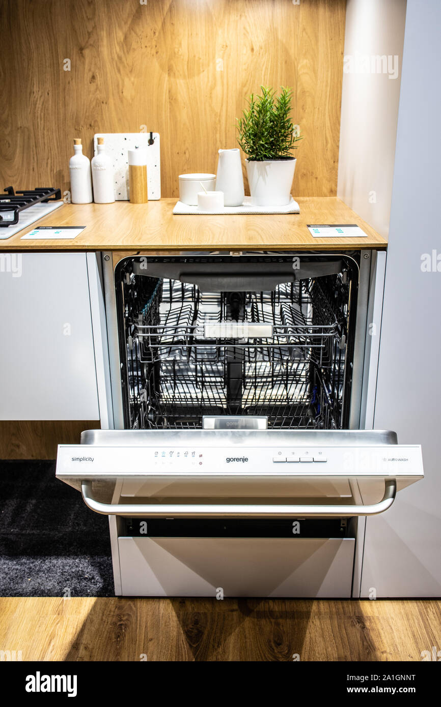 Berlin Germany Sep 2019 new GORENJE dishwasher on display at