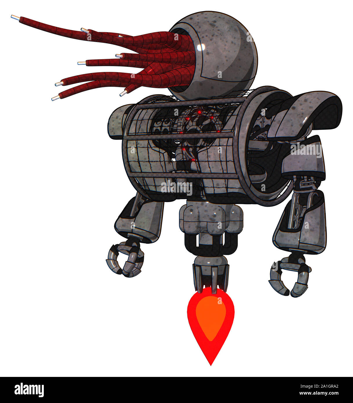 Droid containing elements jellyfish style head red fiber optic