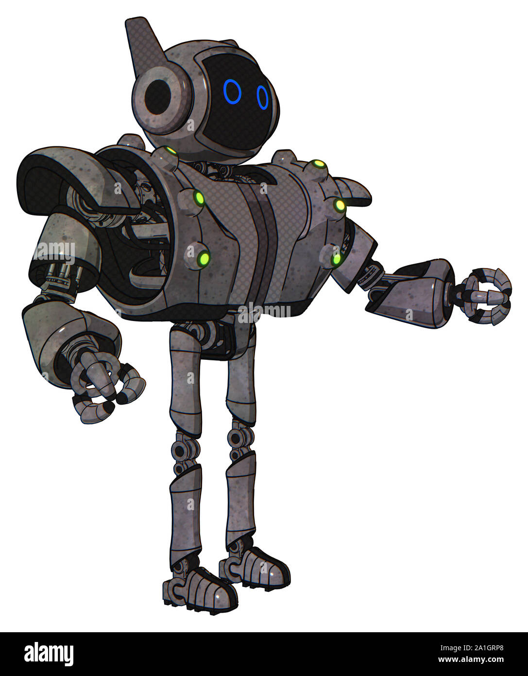 Android containing elements: digital display head, circle eyes ...