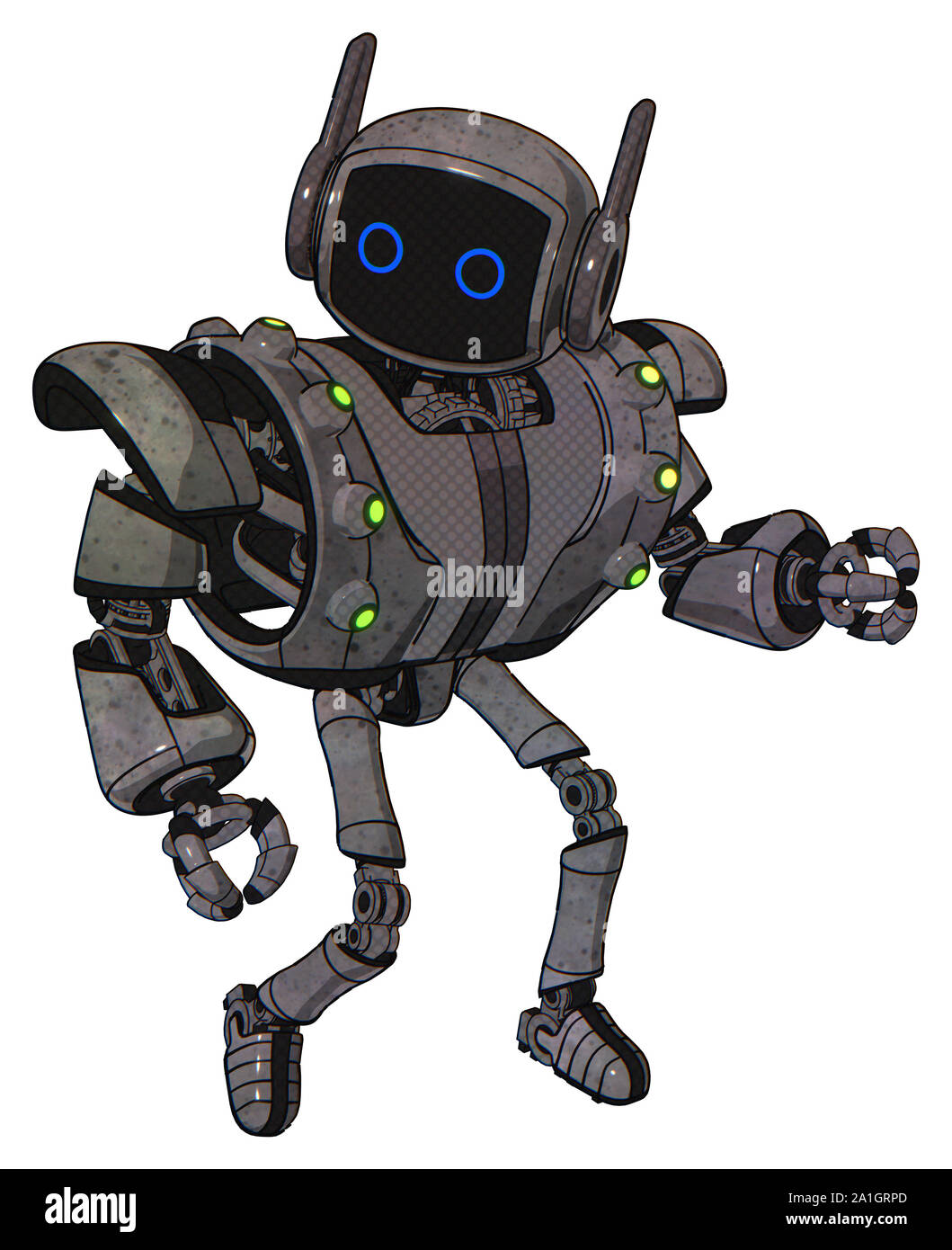 Android containing elements: digital display head, circle eyes ...