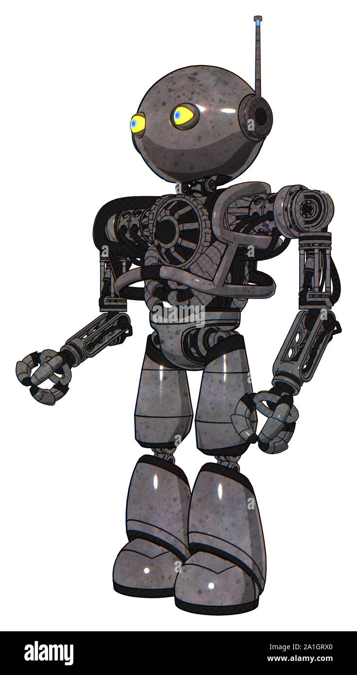 Mech containing elements: oval wide head, yellow eyes, retro antenna ...