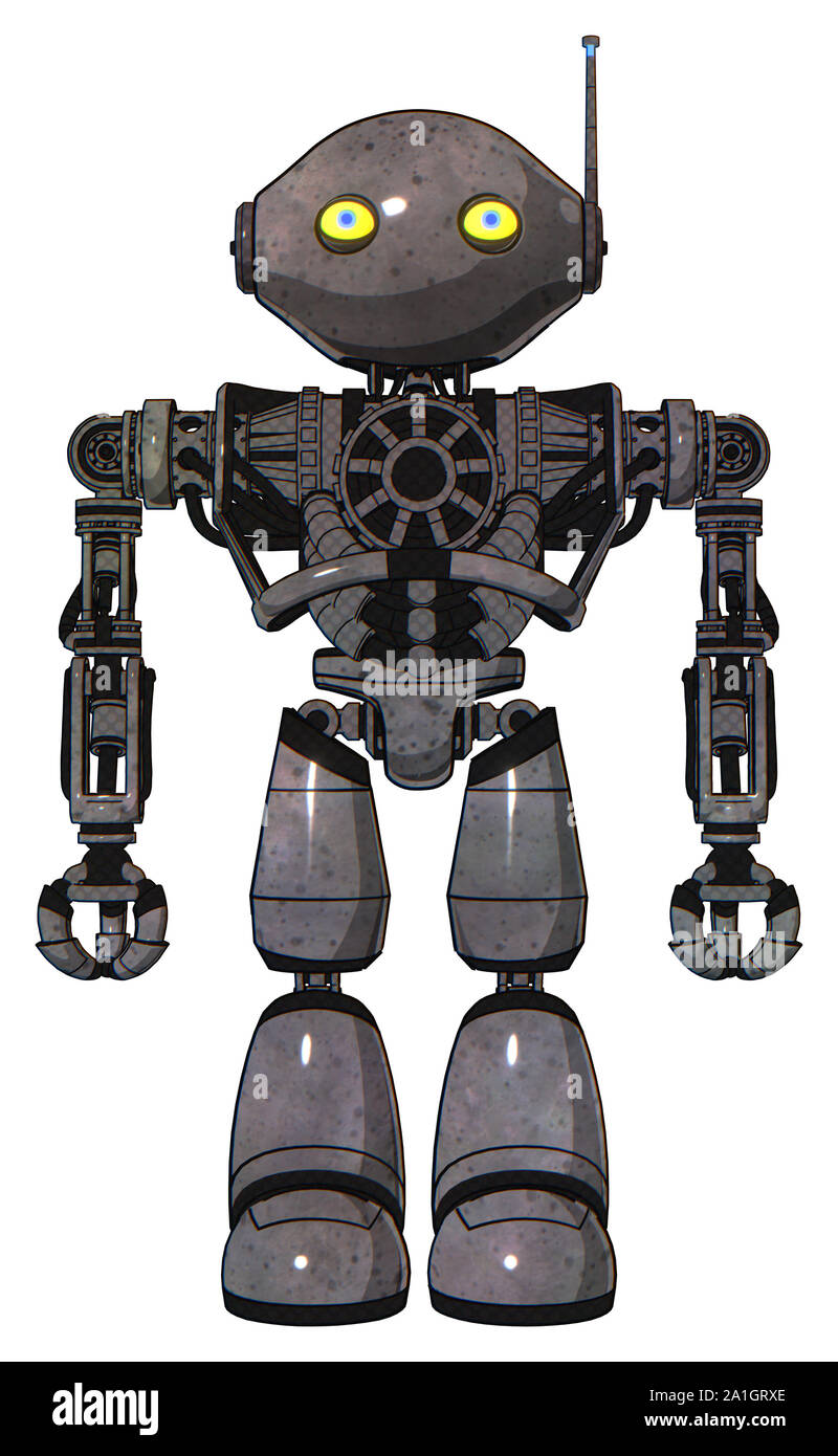 Mech containing elements: oval wide head, yellow eyes, retro antenna ...