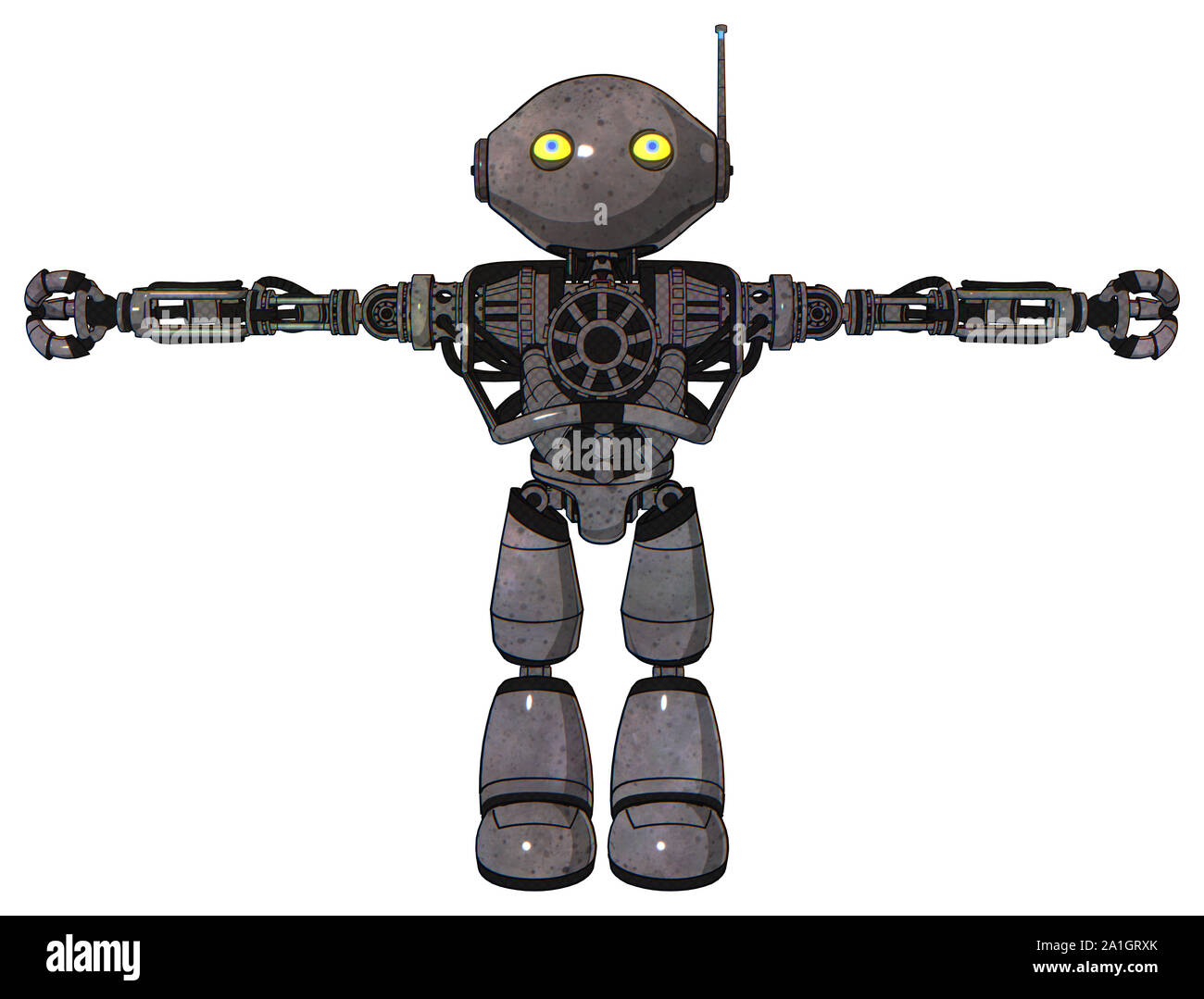 Mech containing elements: oval wide head, yellow eyes, retro antenna ...