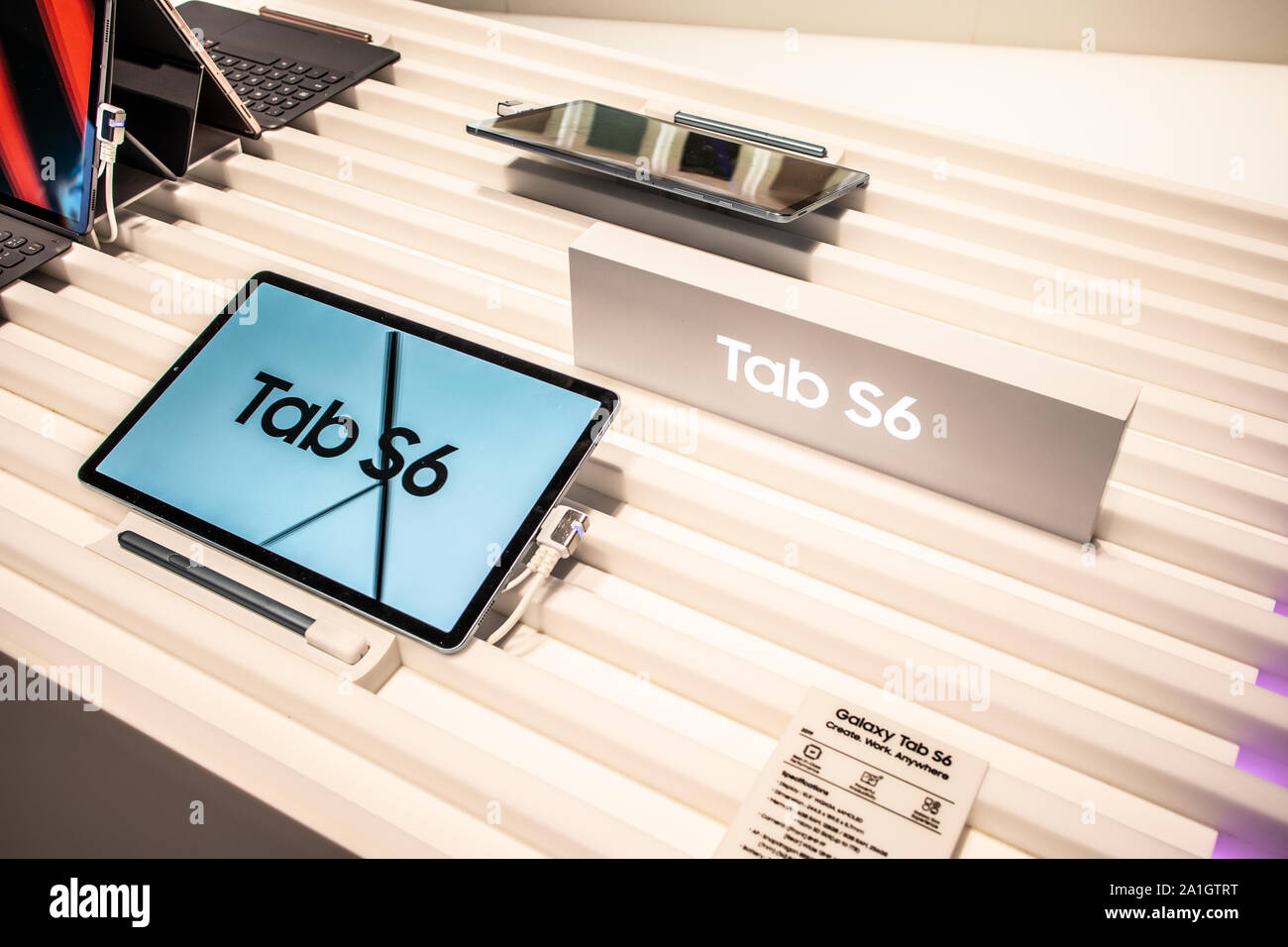 Berlin, Germany, Sep 2019 Samsung Galaxy Tab S6 tablet, Samsung exhibition  pavilion, stand at Global Innovations Show IFA 2019 Stock Photo - Alamy