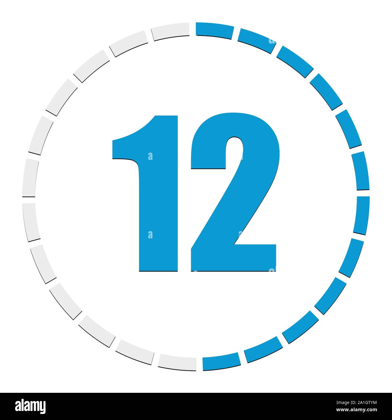 Progress, completion, step indicator. Segmented circle as duration, sequence, steps infographics element. Circular chart, graph. Diagram from 1-24 sec Stock Vector