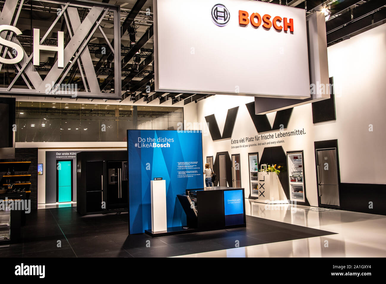 Berlin, Sep 2019 Bosch fridge refrigerator freezer, Robert Bosch exhibition  pavilion showroom, stand, Global Innovations Show IFA 2019 Stock Photo -  Alamy