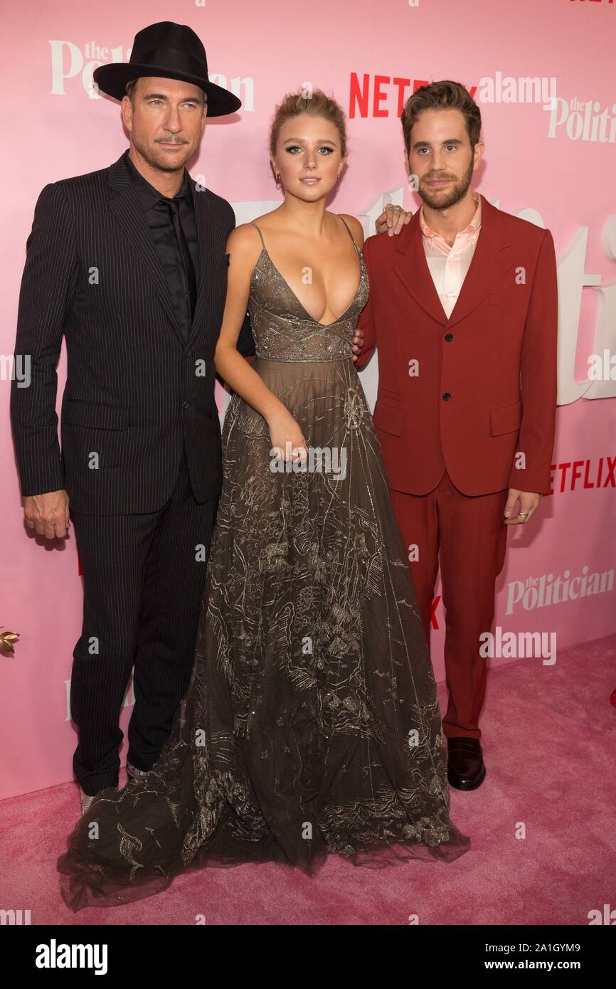 New York, NY, USA. 26th Sep, 2019. Dylan McDermott, Julia Schlaepfer, Ben Platt at arrivals for THE POLITICIAN Premiere on Netflix, DGA New York Theater, New York, NY September 26, 2019. Credit: Jason Smith/Everett Collection/Alamy Live News Stock Photo