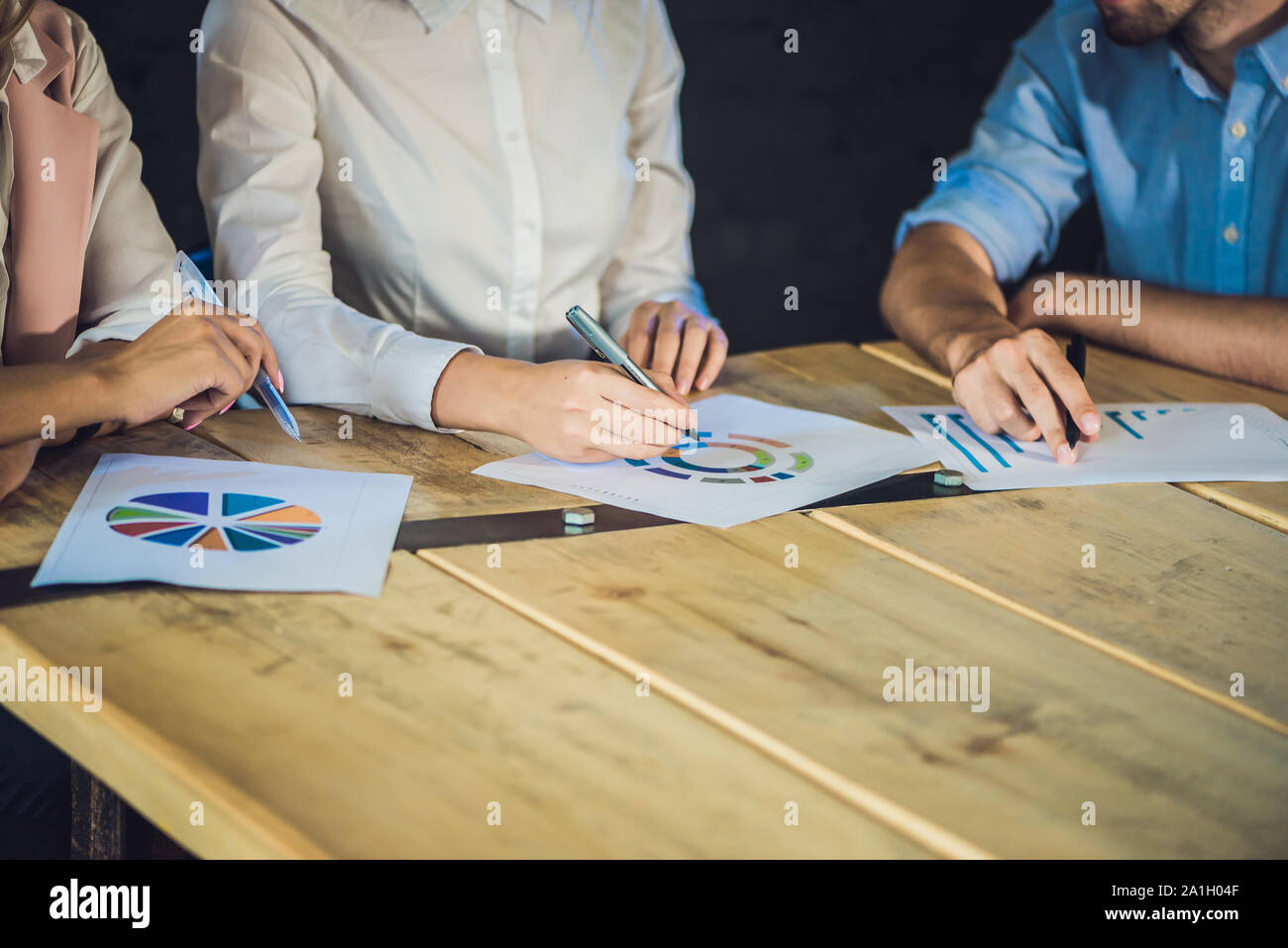 Young team of coworkers making great meeting discussion in modern ...