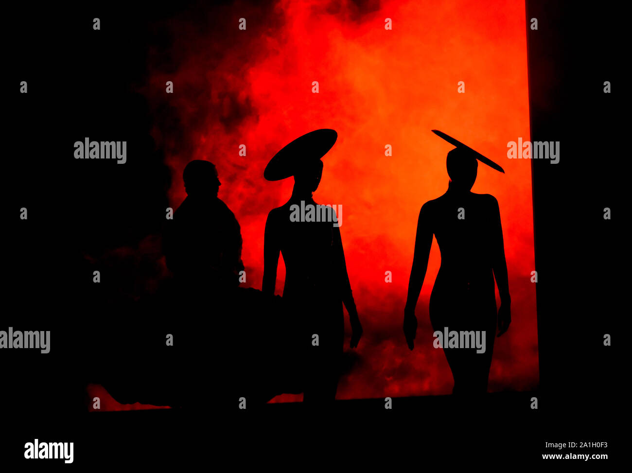 Beijing, New Zealand. 26th Sep, 2019. Models present creations during a show of the World of Wearable Art, an international design competition, in Wellington, New Zealand, Sept. 26, 2019. Credit: Guo Lei/Xinhua/Alamy Live News Stock Photo