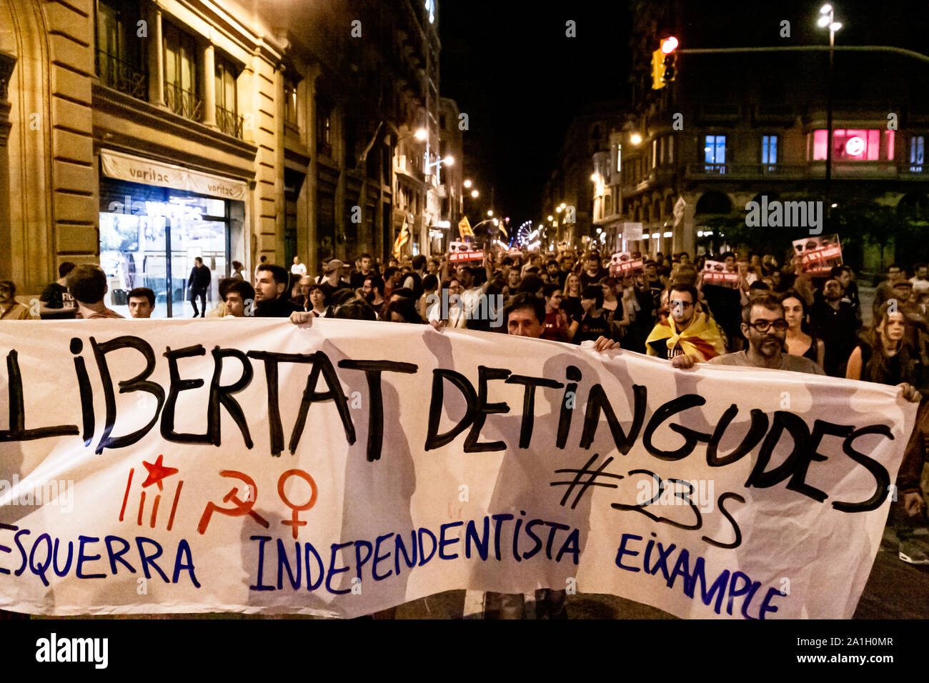 Barcelona, Catalonia, Spain. 26th Sep, 2019. General view of the protest demonstration for the arrest of the 9 independentists of the CDR Credit: Nacho Sánchez/Alamy Live News Stock Photo