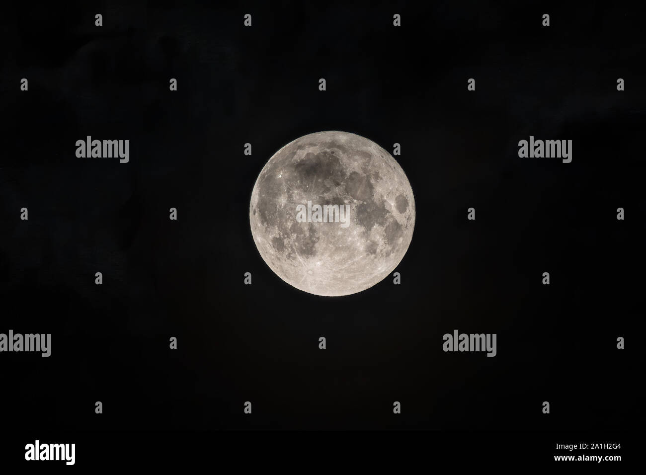 Detailed image of the full moon. Full moon against the black night sky ...