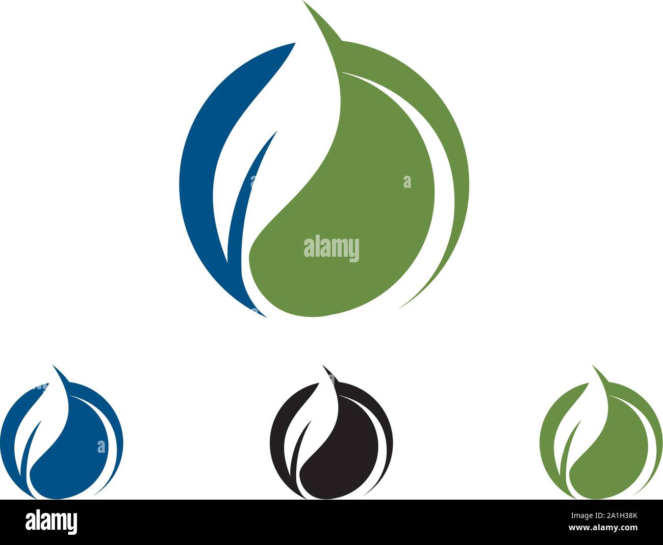 Green Power Energy Logo Design Element, Thunder Leaf Logo, Leaves icon vector, creative green leaf logo template, Eco icon green leaf Stock Vector