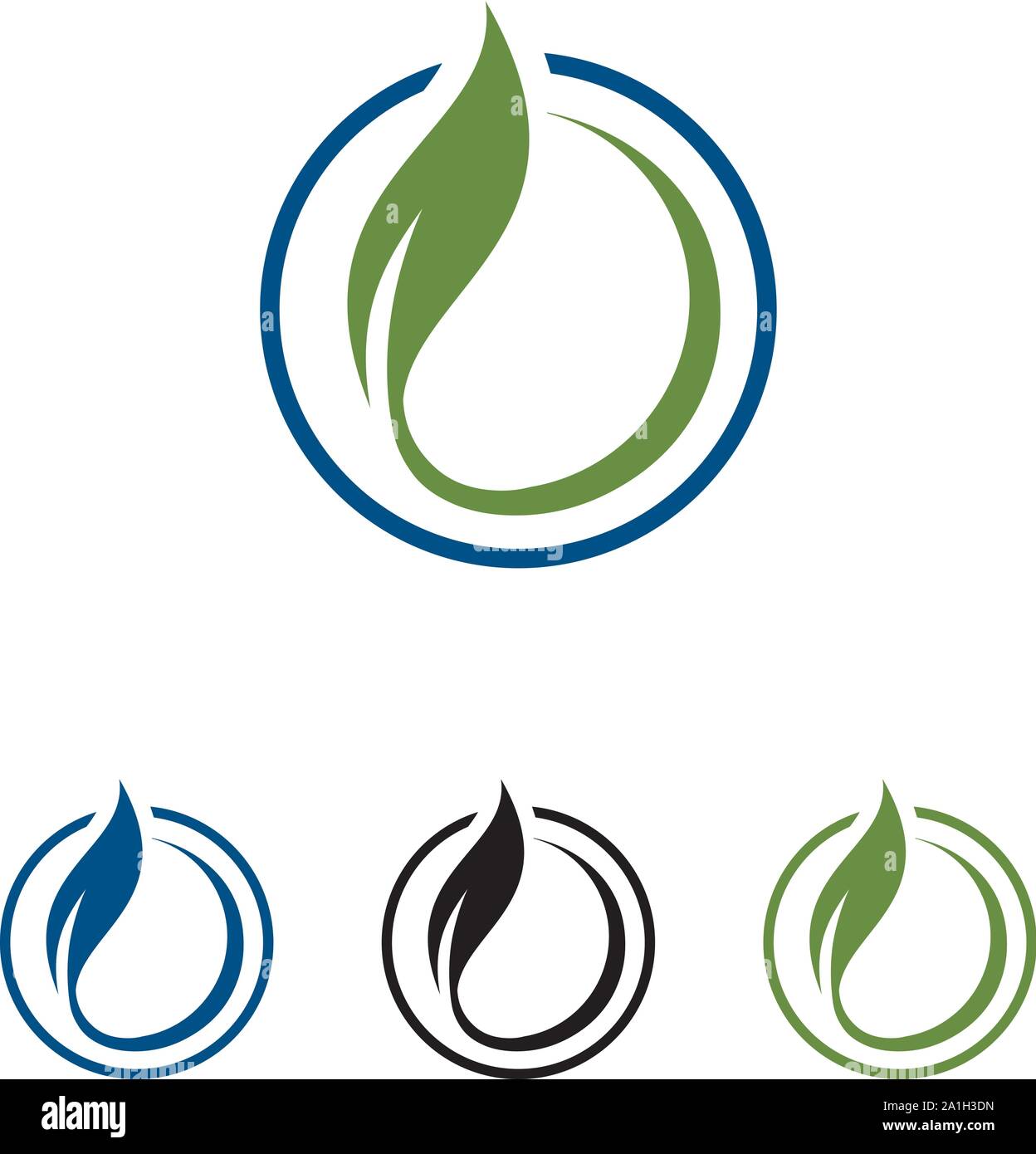 Green Power Energy Logo Design Element, Thunder Leaf Logo, Leaves icon vector, creative green leaf logo template, Eco icon green leaf Stock Vector